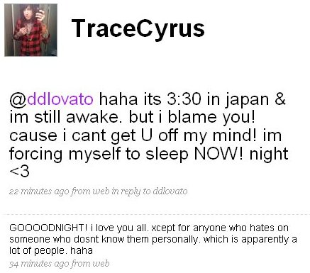 Trace Cyrus Demi Lovato on Trace Cyrus To Demi Lovato    Miley   Demi Daily